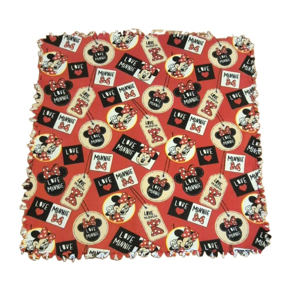 Minnie Mouse Flannel Throw Blanket Handcrafted Red Black White 60x56"